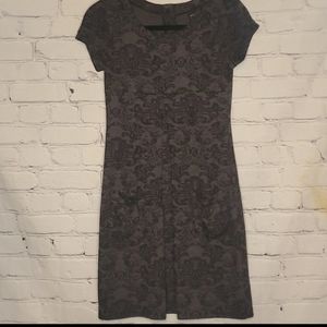 En Focus Grey Brocade Pattern Dress